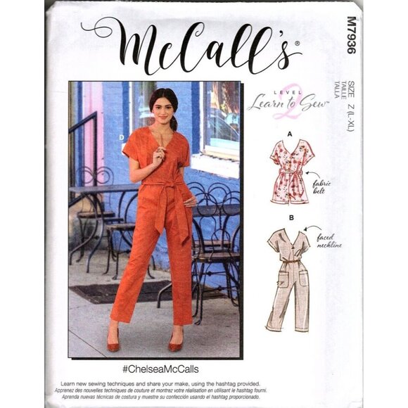 McCall's M7936 Misses L to XXL Jumpsuit and Rompers Uncut Sewing Pattern - Picture 1 of 2